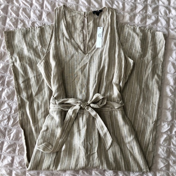 NWT Anthropologie Drew Khaki Striped Jumpsuit